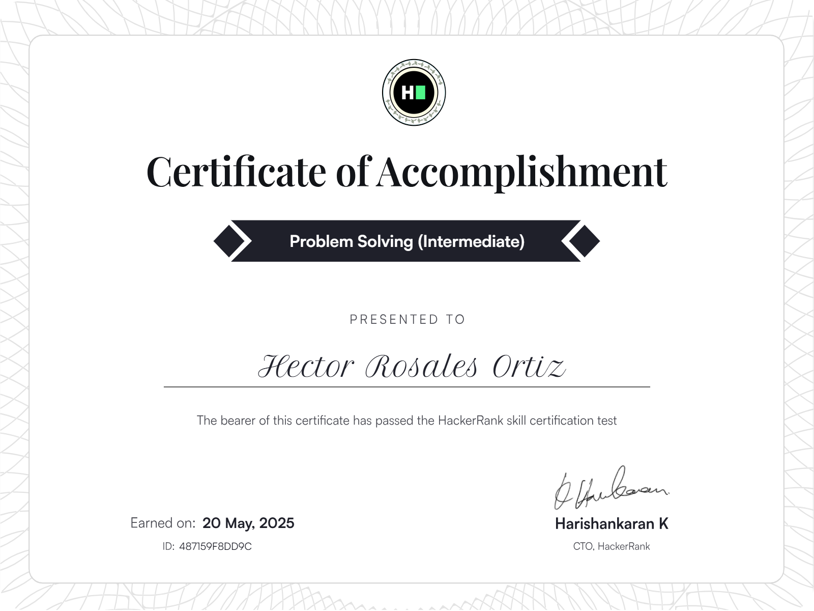 Problem Solving (Intermediate) certificate