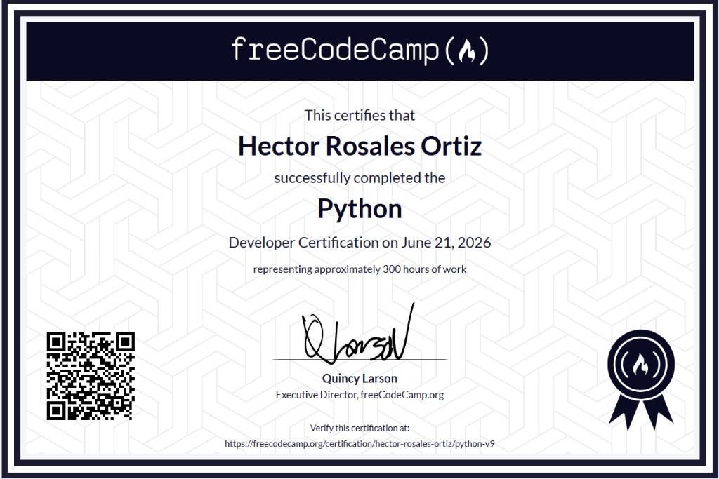 Python Developer certificate